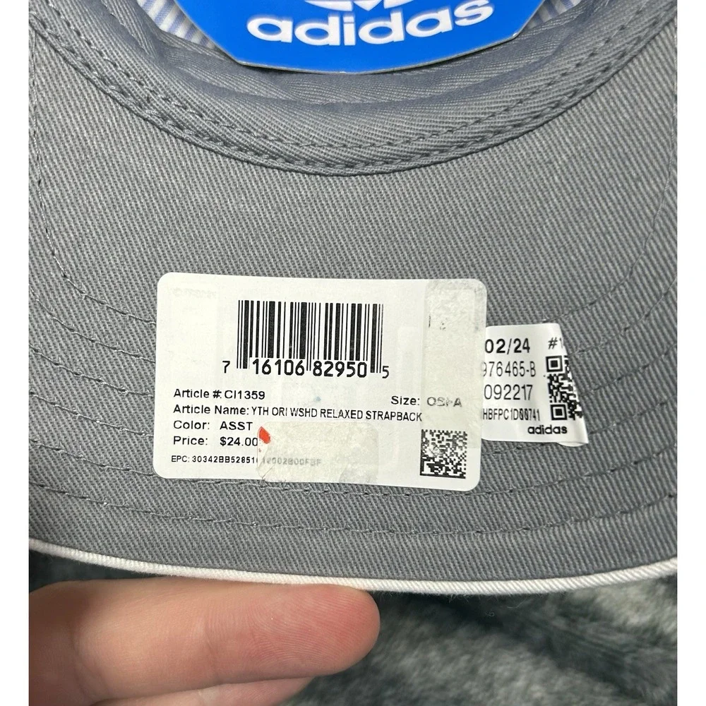 Adidas Boys Adjustable White Washed Relaxed Trefoil Hat